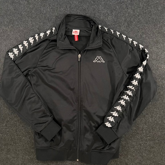 Kappa Jackets & Blazers - Kappa Track Jacket Womens XL Black Omini Logo Tape Sleeve Full Zip Streetwear